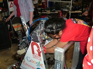 Team 3504, AKA Girls of Steel, had six weeks to design and build a robot for the FIRST robotics competition. Photo courtesy of The Girls of Steel.